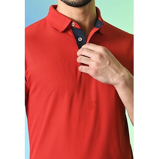 Modern Men PrintCultr Solid Men Polo Neck Cotton Blend Red T-Shirt 2025 at ShopCircuit | ONDC
