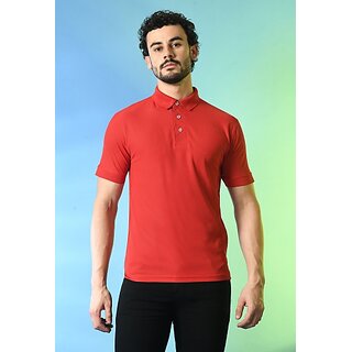 Modern Men PrintCultr Solid Men Polo Neck Cotton Blend Red T-Shirt 2025 at ShopCircuit | ONDC