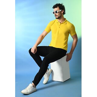 Modern Men PRINTCULTR Men Solid Polo Neck Polyester Yellow T-Shirt 2025 at ShopCircuit | ONDC