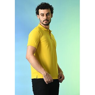 Modern Men PRINTCULTR Men Solid Polo Neck Polyester Yellow T-Shirt 2025 at ShopCircuit | ONDC