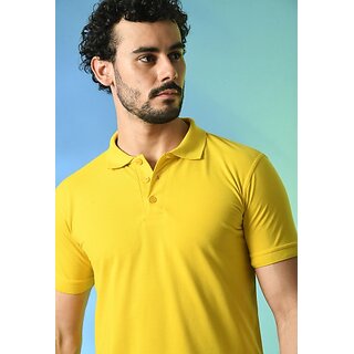 Modern Men PRINTCULTR Men Solid Polo Neck Polyester Yellow T-Shirt 2025 at ShopCircuit | ONDC