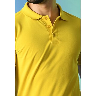 Modern Men PRINTCULTR Men Solid Polo Neck Polyester Yellow T-Shirt 2025 at ShopCircuit | ONDC