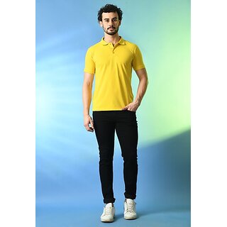 Modern Men PRINTCULTR Men Solid Polo Neck Polyester Yellow T-Shirt 2025 at ShopCircuit | ONDC