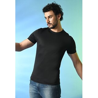 Best Men PrintCultr Solid Men Round Neck Polyester Black T-Shirt 2025 at ShopCircuit | ONDC