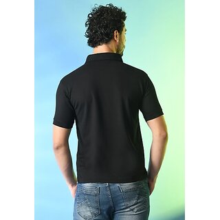 Luxurious Men PrintCultr Solid Men Polo Neck Cotton Blend Black T-Shirt 2025 at ShopCircuit | ON