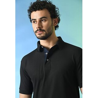 Luxurious Men PrintCultr Solid Men Polo Neck Cotton Blend Black T-Shirt 2025 at ShopCircuit | ON