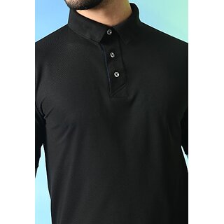 Luxurious Men PrintCultr Solid Men Polo Neck Cotton Blend Black T-Shirt 2025 at ShopCircuit | ON