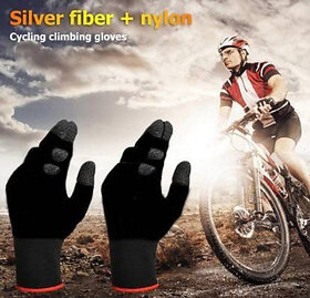 Anti Sweat Finger Mobile Touch Screen & PUBG Game And Bike Riding Use Gym & Fitness Gloves(Black)