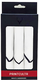 (Pack Of 3) Print cultr Cotton Men White Casual Style Handkerchief