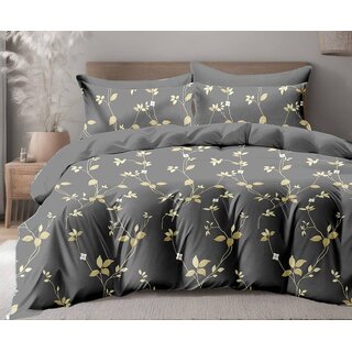                       Double Bed Printed Cotton Blend Bedsheet with Two Pillow Covers                                              