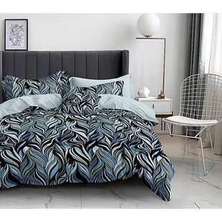 Double Bed Printed Cotton Blend Bedsheet with Two Pillow Covers Double Bed Printed Cotton Blend Bedsheet with Two Pillow Covers