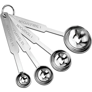 4 Pieces Stainless Steel Measuring Spoon Set for Measuring Dry & Liquid Ingredients/Cooking & Baking Cakes with Permanent Engraved Accurate Measurements (Set of 4) 4 Pieces Stainless Steel Measuring Spoon Set for Measuring Dry & Liquid Ingredients/Cooking & Baking Cakes with Permanent Engraved Accurate Measurements (Set of 4)