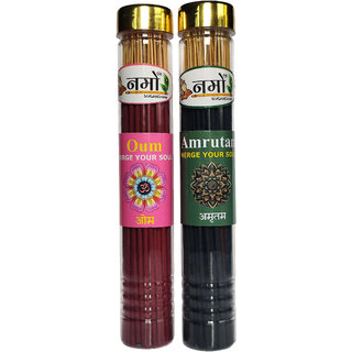                       OUM & Amrutam Agarbatti Pack of 2- (100 grams each) with free stand                                              