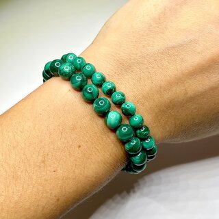                       Malachite Crystal Bracelet, Malachite Gemstone Beaded Bracelet (Pack of 2)                                              