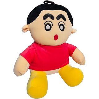                       Shinchan Soft Toy  32 cm Stuffed Cartoon Plush Doll  Cute  Huggable Kids Toy  Red T-Shirt Shinchan Teddy for Boys                                              
