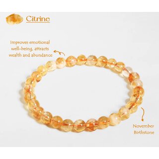                       Natural Citrine Bracelet  6mm Crystal Beads Stretch Bracelet for Stacking  Healing Stone Bracelet for Fertility  Gift                                              