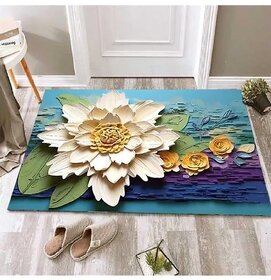 PRANJAL ENTERPRISE 5D Door Flower Mat 5D Bathroom Flower Mat Visual Anti-Slip Absorbent Mat  Quick Drying Non-Slip Bath