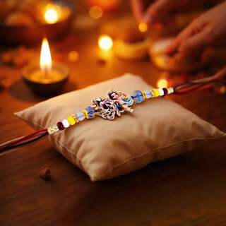 Gold Plated Little Krishna Kids Rakhi Rakshabandhan Religious Rakhee for Bhaiya/Bhabhi - Pack of 1 Gold Plated Little Krishna Kids Rakhi Rakshabandhan Religious Rakhee for Bhaiya/Bhabhi - Pack of 1