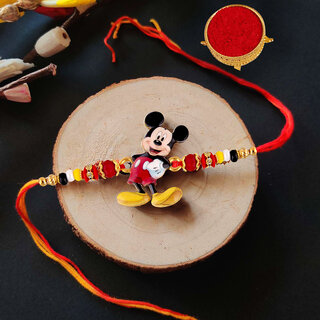                       Gold Plated Cute Micky Mouse Rakhi - Rakshabandhan Kids Rakhee for Bhaiya/Bhabhi - Pack of 1                                              
