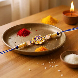 Gold Plated Meenakari Ik Onkar Religious Rakshabandhan Sardar/Sikh Rakhi for Bhaiya/Bhabhi Pack of 1 Gold Plated Meenakari Ik Onkar Religious Rakshabandhan Sardar/Sikh Rakhi for Bhaiya/Bhabhi Pack of 1