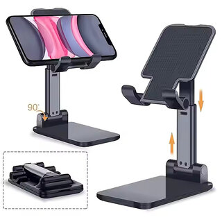 Portable Foldable Mobile Phone Stand Height Angle Adjustable Desk Holder for Smartphone and Tablet -Black Color Portable Foldable Mobile Phone Stand Height Angle Adjustable Desk Holder for Smartphone and Tablet -Black Color