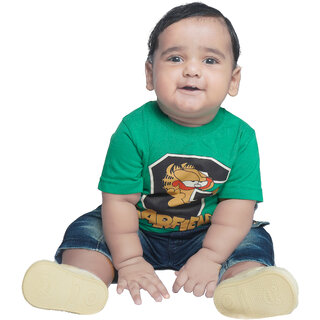                       Kid Kupboard Cotton Baby Boys T-Shirt, Green, Half-Sleeves, 9-12 Months KIDS7688                                              
