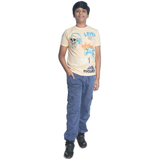                       Kid Kupboard Cotton Boys T-Shirt, Yellow, Half-Sleeves, Above 14 Years KIDS7689                                              