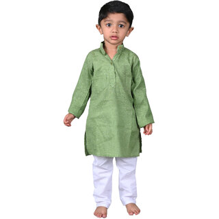 Kid Kupboard Cotton Baby Boys Kurta and Pyjama Set, Green/White, Full-Sleeves, 4-5 Years KIDS7681 Kid Kupboard Cotton Baby Boys Kurta and Pyjama Set, Green/White, Full-Sleeves, 4-5 Years KIDS7681