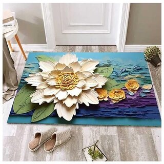                       PRANJAL ENTERPRISE 5D Door Flower Mat 5D Bathroom Flower Mat Visual Anti-Slip Absorbent Mat  Quick Drying Non-Slip Bath                                              