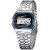 Digital Sports Square Dial LED Unisex Stainless Steel Strap Watch for Men and Womens