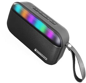 ZEBRONICS County 7 Portable Bluetooth Speaker 8 Watts Upto 15 Hours Playback Passive Radiator BTv5.3  mSD  TWS  USB RGB LED Call Function Carry Loop (Black).