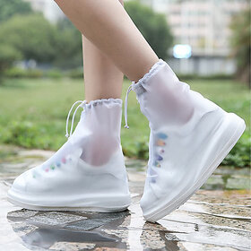Shoes Cover Waterproof Sand Control Non-Slip Shoes Cover Reusable Rain Plastic white Boots Shoe Cover, Flat Shoe Cover, Toes Shoe Cover(XXL(Women 9.5-11.5 Men 7.5-9.5) Pack of 2)