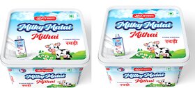 My Dreem Milky Malai Mithai Rabdi Flavored Milk Sweet  80 Pieces Sweet Milky Delight Pack of 2 (40 Piece in Each Box)