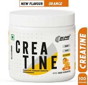 Alpha Nutrition Creatine Monohydrate Micronised  100 g (Orange)  33 Servings  Strength  Muscle Support