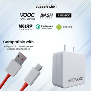                       Voltrexon 85W Fast Charging Adaptor and USB to Type C 100 cm Cable  Dash, Warp, Vooc, Supervooc All Protocols Supported                                              