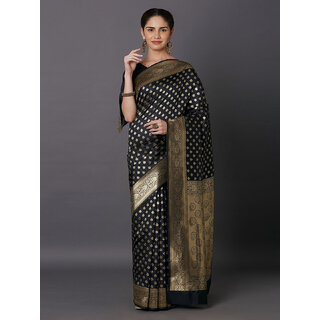 LEAFSY Self Design Banarasi Jacquard Saree (Black) LEAFSY Self Design Banarasi Jacquard Saree (Black)