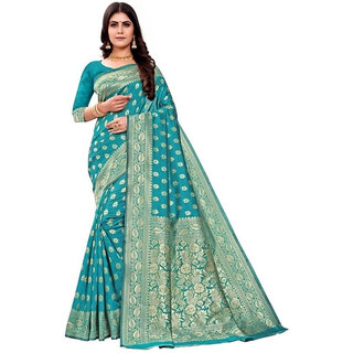                       LEAFSY Self Design Banarasi Jacquard Saree (Grey)                                              