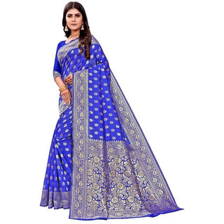 LEAFSY Self Design Banarasi Jacquard Saree (Blue) LEAFSY Self Design Banarasi Jacquard Saree (Blue)