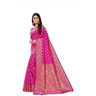 LEAFSY Self Design Banarasi Jacquard Saree (Pink) LEAFSY Self Design Banarasi Jacquard Saree (Pink)