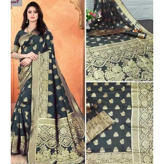                       LEAFSY Self Design Banarasi Jacquard Saree (Maroon)                                              