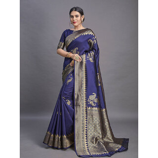                       LEAFSY Woven Banarasi Jacquard Saree (Green)                                              