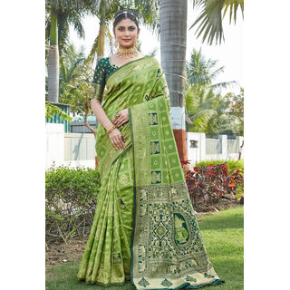 LEAFSY Woven Banarasi Pure Silk Saree (Light Green) LEAFSY Woven Banarasi Pure Silk Saree (Light Green)