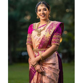 LEAFSY Printed Banarasi Jacquard Saree (Beige) LEAFSY Printed Banarasi Jacquard Saree (Beige)