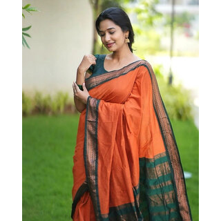 LEAFSY Printed Banarasi Jacquard Saree (Orange) LEAFSY Printed Banarasi Jacquard Saree (Orange)