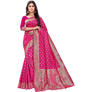 LEAFSY Embellished Banarasi Pure Silk Saree (Pink) LEAFSY Embellished Banarasi Pure Silk Saree (Pink)