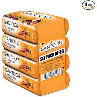 Santoor Sandal Turmeric Soap for Total Skin Care, 125g (Pack of 4) Santoor Sandal Turmeric Soap for Total Skin Care, 125g (Pack of 4)