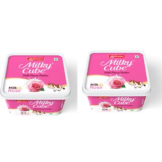 My Dreem Milky Cube Rose Flavored Bar  70 Pieces  Creamy Milk Toffee with Floral Twist  (Pack of 2 x 35 Pieces)