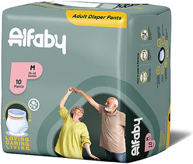Alfaby Premium Pant Style Adult Diaper, Anti-Bacterial Pant, Instant Absorption Adult Diapers - M (10 Pieces)