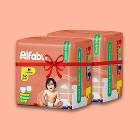 Alfaby Baby Diapers | leak proof super dry and super comfy pants - M (64 Pieces)