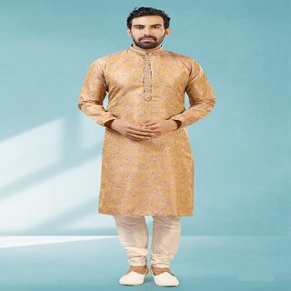                       Raivat Ethnic Onion Pink Colour Jacquard Silk Brocade Kurta Pajama 1027                                              